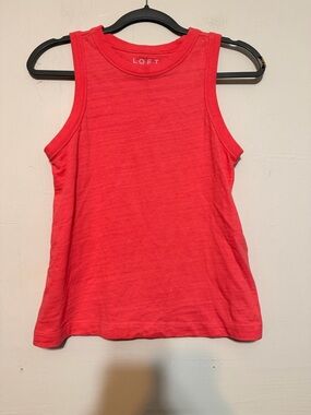 LOFT Coral-Red Ribbed Tank Top